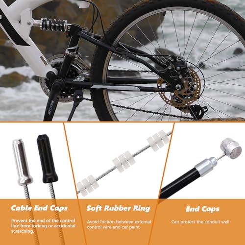 mankk Universal Bicycle Brake Cable and Shift Cable,Bicycle Shift Derailleur Cable & Brake Cable Housing Kit with Brake Cable End Caps and O-Rings for Mountain and Road Bicycle M-124-R - Thumbnail 5