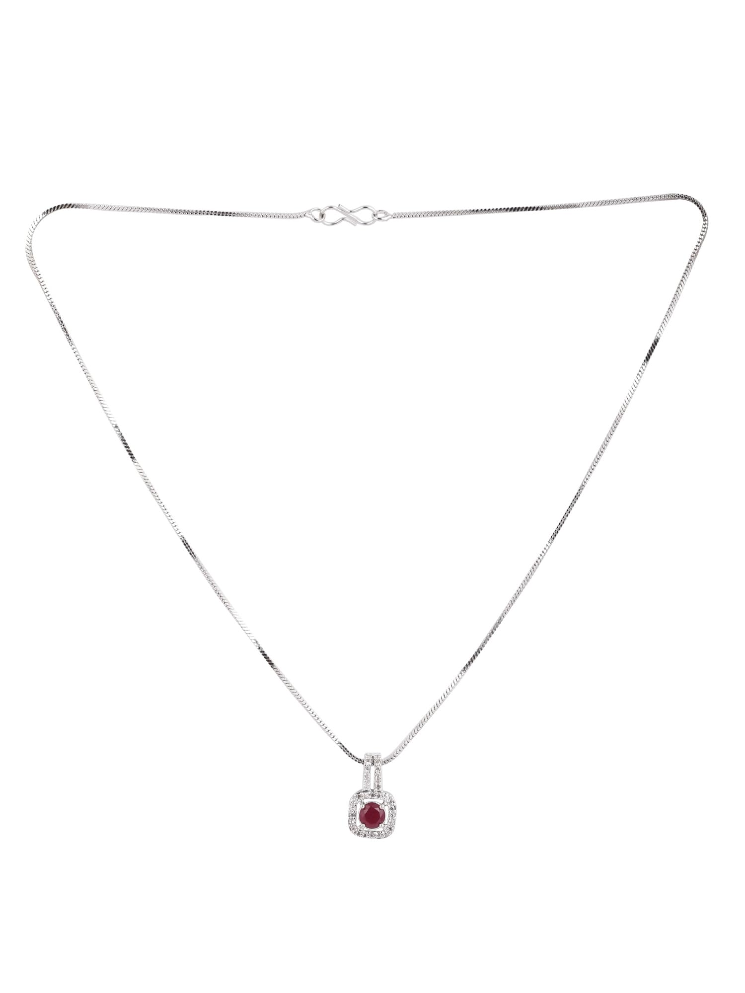 FASHIONS|| American Diamond Maroon Square Design Pendant|| Pendant Necklaces for Women-image-18