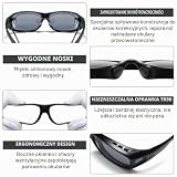 DUCO Okulary przeciwsłoneczne dla mężczyzn i kobiet, z polaryzacją, unisex, UV400, ochrona przed oślepieniem, dla osób noszących okulary, mały rozmiar, L – czarny, szary, L