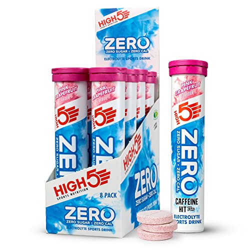 HIGH5 Zero Extreme Stimulant and Caffeine Drink Tabs - 8 x 20 Tablet Tube, Pink Grapefruit