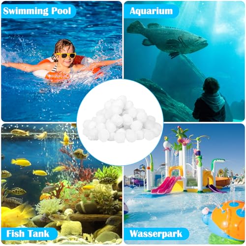 GROFIS Filterbälle Pool für Sandfilteranlagen, 1300g Filterballs Ersatz 45Kg Filtersand und Quarzsand, Wiederverwendbar Filterkugeln Pool mit Wäschenetz, Pool Zubehör für Filterpumpe Aquarium