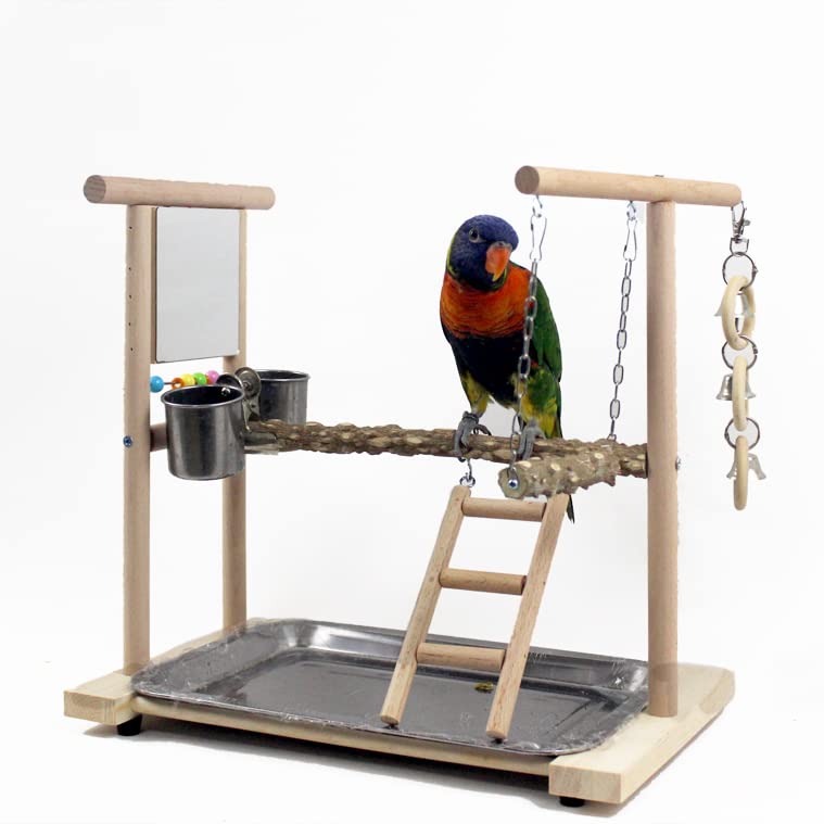 Percha para pájaros Xuanfeng Loro Mesa Parque de Atracciones peonía Tigre Piel pájaro Soporte pequeño Espejo for aliviar el aburrimiento Pimienta Columpio Madera
