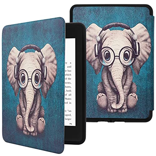 KANNIL Étui pour Tout Nouveau Kindle(10ème génération, modèle 2019) - Léger Coque pour Amazon Kindle 2019 Arrière en TPU Souple avec Fermeture magnétique, Sommeil/Reveil Automatique (Elephant) Cover