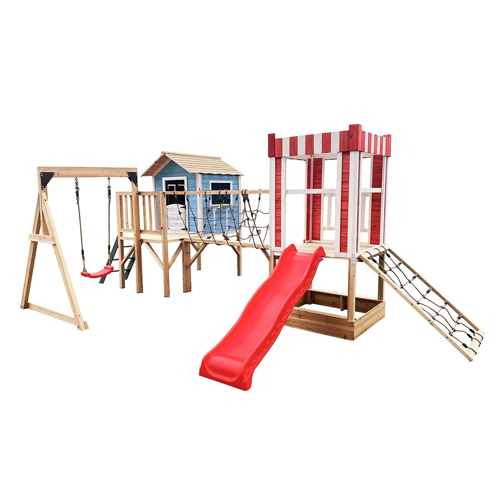 Home Deluxe - Spielpark inkl. Schaukel und Rutsche WUNDERLAND - 555 x 340 cm | Ausstattung inkl. Schaukel