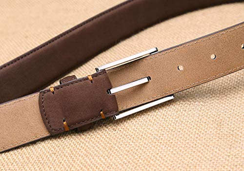 Handmade Nubuck Leather Men's Belt Contrast Stitching Casual Dress Belts4