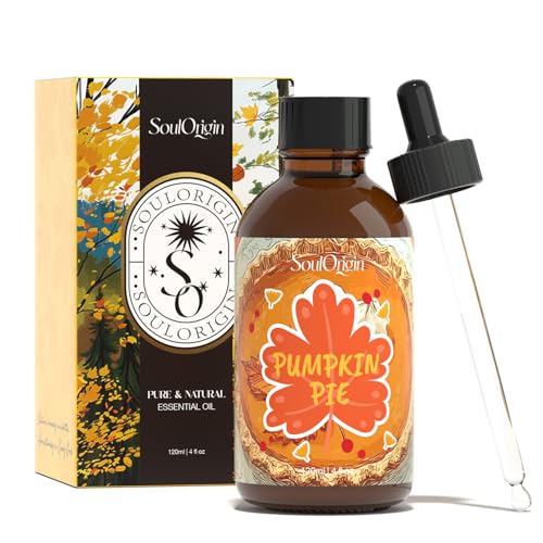 SoulOrigin Pumpkin Pie Essential Oil 120ml (4 Fl Oz) Cozy Fall Fragrance Oils for Aromatherapy Essential Oil Diffuser Natural Autumn Scented Oils for Candle Making Gifts for Women