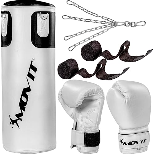 MOVIT Sacco da Boxe con Guantoni e Bende, 80cm, 25kg