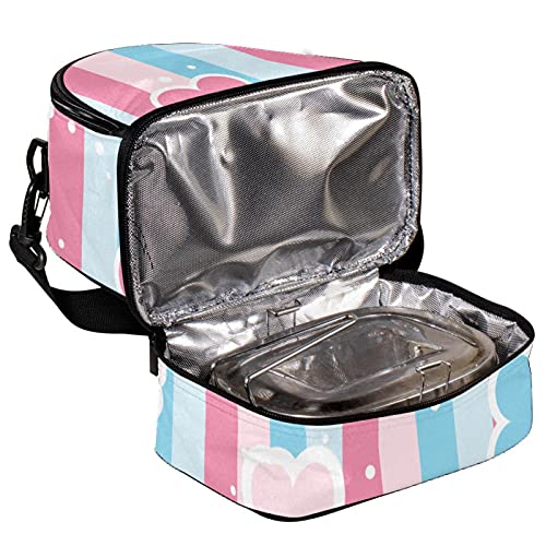Giovanior Flowers Stripes Floral Pastel Colors Lunch Bag Insulated Lunch Box Picnic Bag School Cooler Bag For Men Women #TOP3