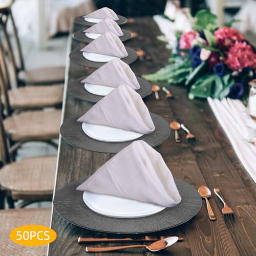 50 Platos cargadores redondos 13 pulg. plástico negro miniatura 4