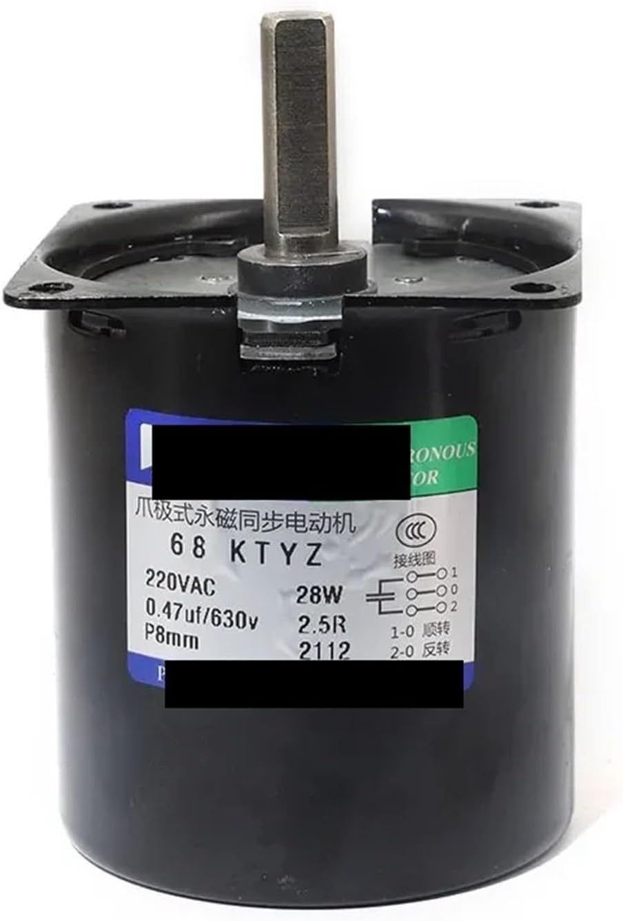 Synchronous Motor High Torque 100KG 28W AC 220V Permanent Magnet 68KTYZ Shaft 8mm CW/CCW Metal Geared Slow Speed(80rpm)