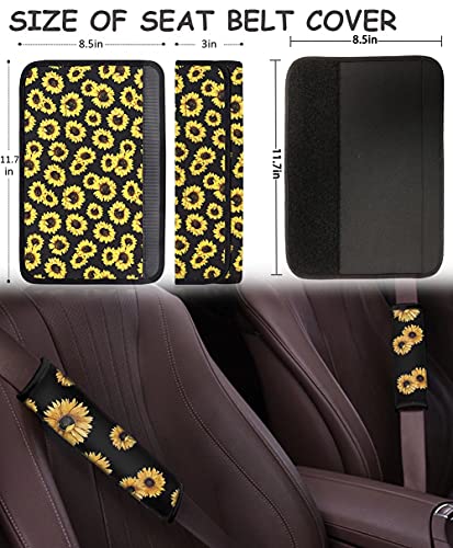 Giftpuzz Luxury Galaxy Owl Car Seat Cover Full Sets For Women Men With Stretchy Steering Wheel Cover + Seat Belt Strap Cover+ Cup Holder Coasters+ Auto Keychains, Easy To Clean #TOP4