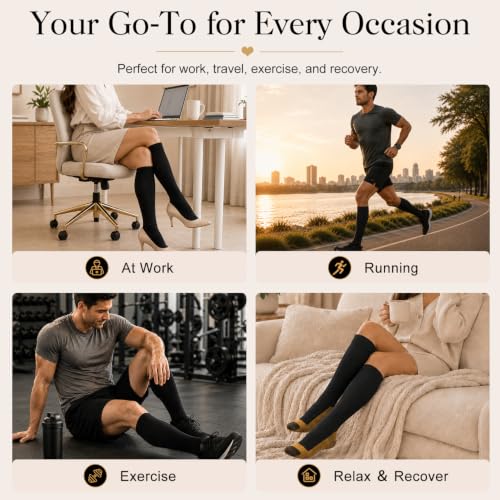 Image of Laite Hebe 4 Pairs-Compression Socks for Women&Men Circulation-Best Support for Nurses,Running,Athletic