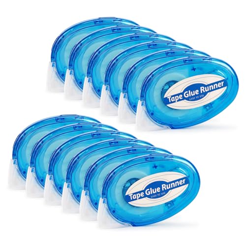 Tmol 12 Pack Scrapbook Tape, 26 Ft x 0.31 in Double Sided Tape Roller, Permanent Adhesive Tape Dispenser Runner, Photo-Safe Glue Tape Roller for Scrapbooking, Crafts and Arts Projects, Smooth & Clean