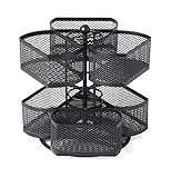 Nifty 2-Tier Cosmetic Organizing Carousel - Spins 360-Degrees, Cosmetic Bathroom or Bedroom Vanity Organizer, Rotating Makeup Storage, Lazy Susan Platform, Black Powder Coat Finish