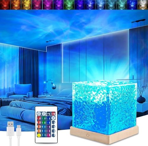 Sunshine smile Wave Lamp,LED Sternenhimmel Projektor,Vellox Lampe Meer,Wasserwellen Lampe,Sternenhimmel Projektor,LED Nachttischlampe,Licht Würfel...
