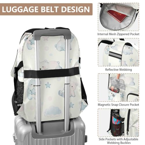 Mochila de negocios azul suave con compartimento para ordenador y diseño juvenil de oso divertido 4