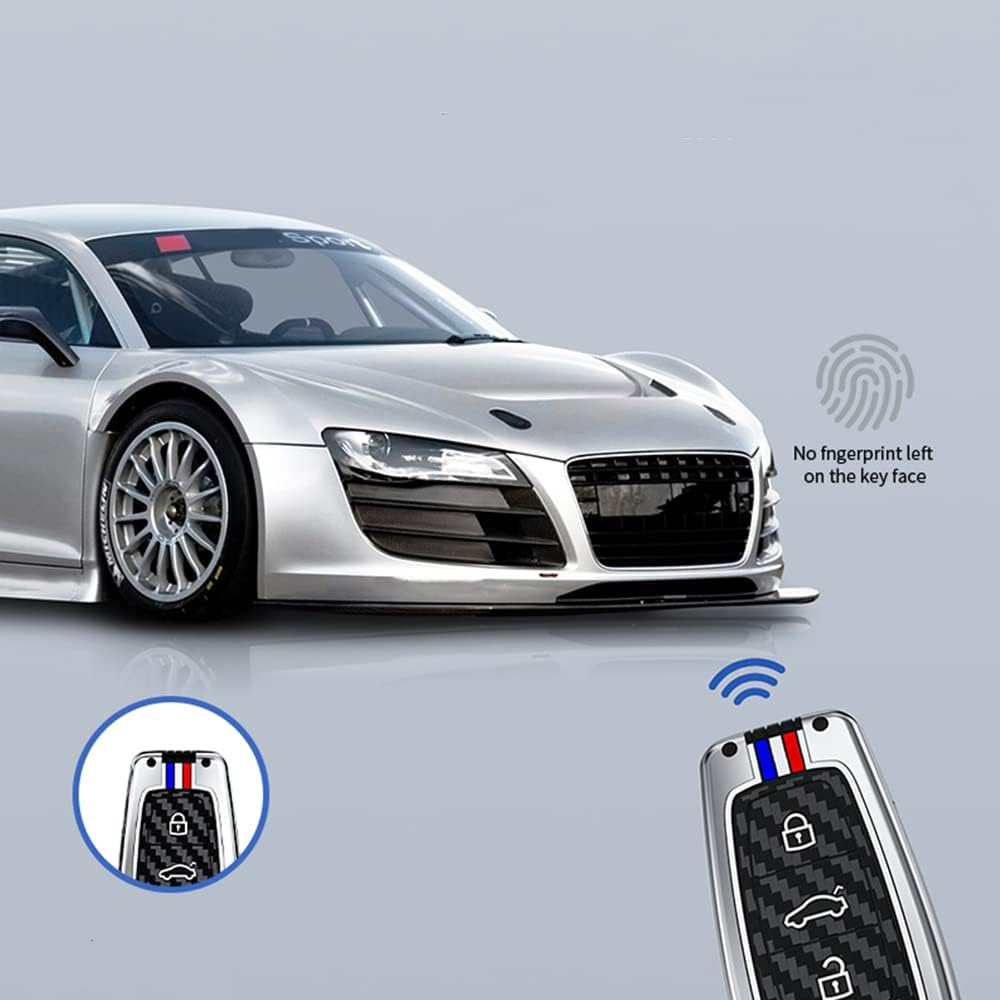 Zinc Alloy Keyless Smart Key Fob Cover Case Protector Shell Compatible for Audi A6 A7 A8 Q8 SQ8 E-Tron S6 S7 RS6 Q7 2019-2022 Gray