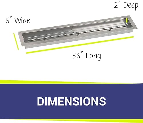 Miniatura 4 de Sartén para hoguera de canal lineal de 36 x 6 pulgadas con quemador en T instalado (Serie 304 SS)