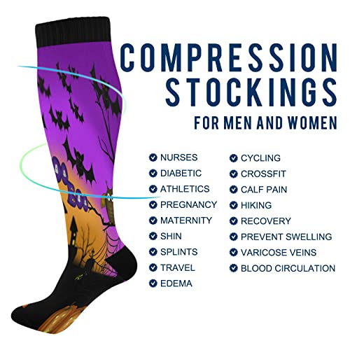 Image of Wusikd Pirate Skulls Compression Socks for Women and Men Circulation Cute Long Socks for Athletic Running 1