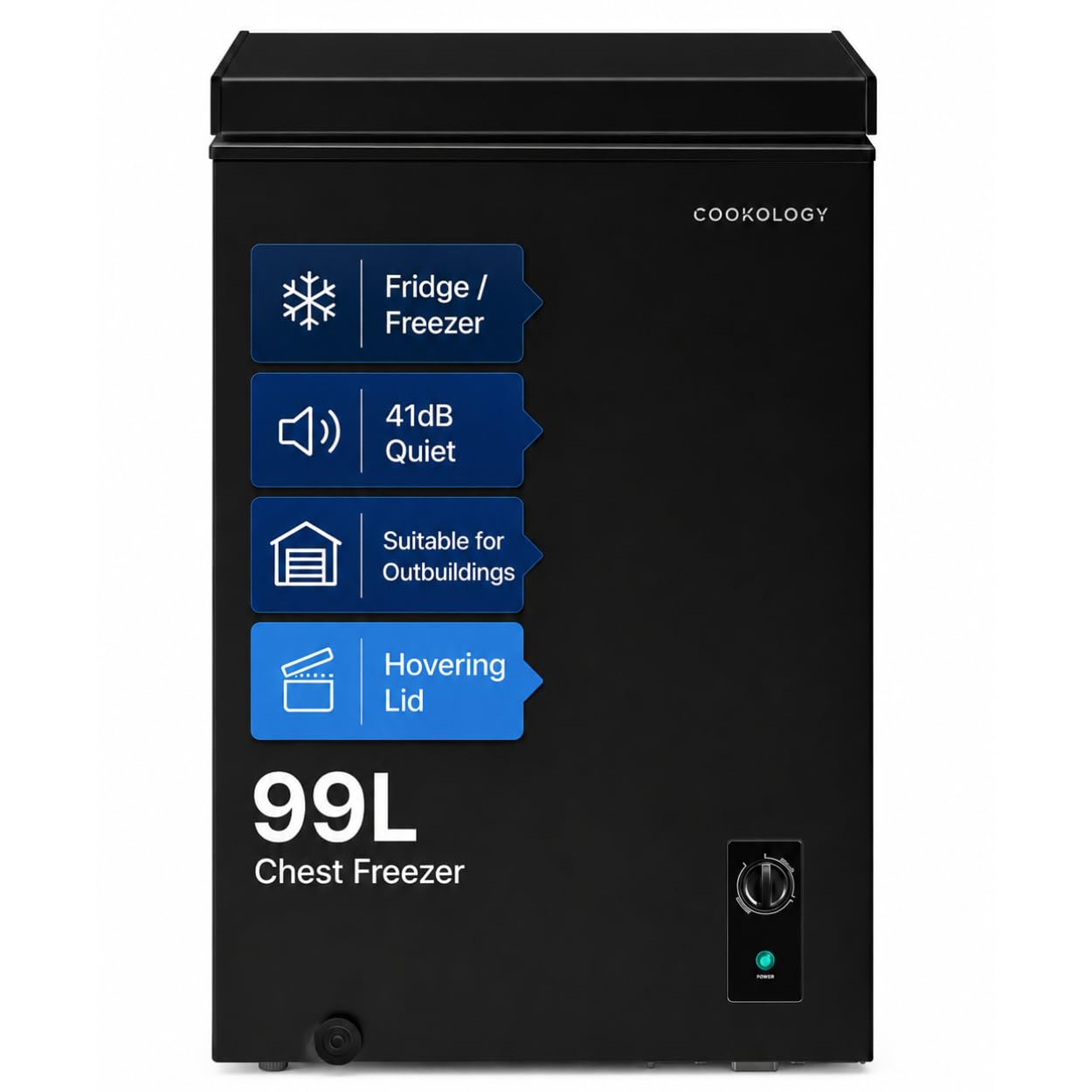 Cookology 99L Freestanding Chest Freezer, Black