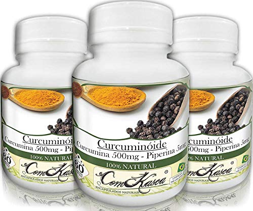 3 Frascos Curcuma com Pimenta Preta de 500mg Pura