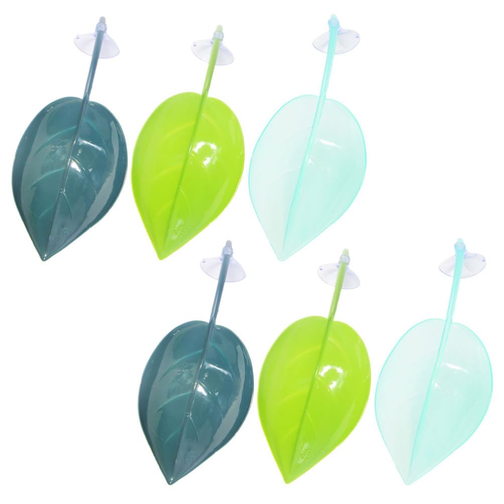 BESPORTBLE 6pcs Lizard Tank Accessories: Artificial Leaf Hideouts with Suction Cups Reptile Habitat Decoration for Bearded Dragons Geckos