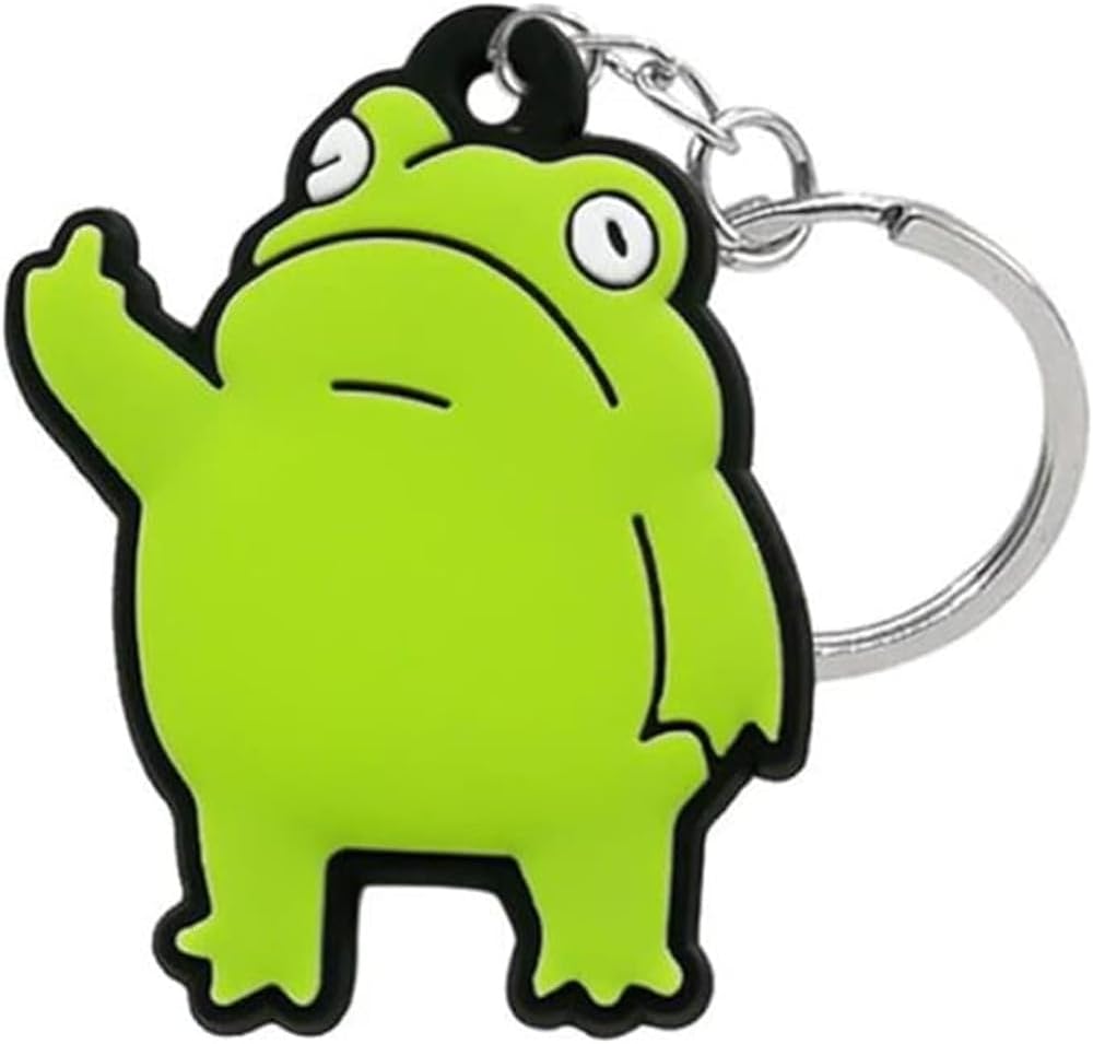 Funny Frog Key Chain Animal Cartoon Keyrings PVC Key Holders Car Keys Pendant Accessories for Handbags, Purse, Belt, Bags, Green, g/dddd