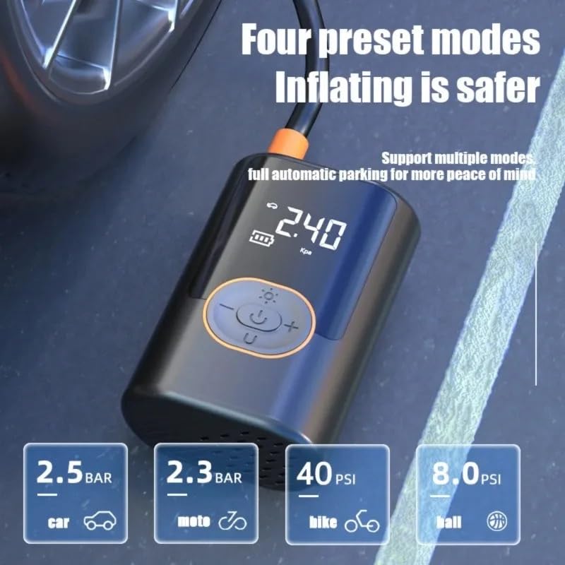 Compresores de aire portátiles con manómetro digital de luz LED coche 5