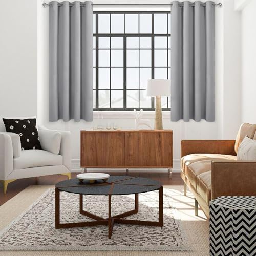 Image of DWCN Blackout Curtains for Bedroom Living Room W42 x L45 Inch Silver Grey