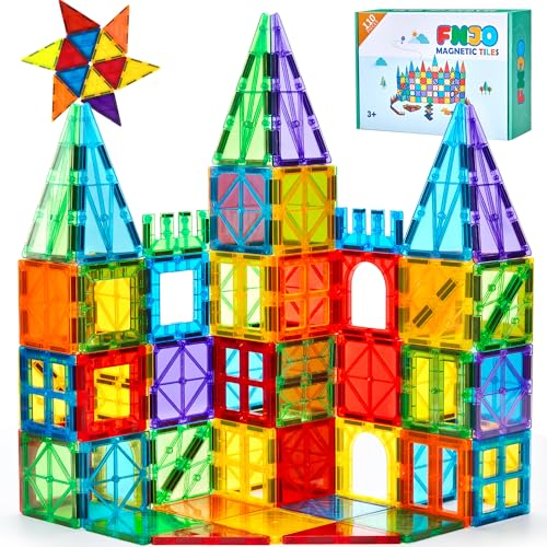 FNJO Magnetic Tiles, 110PCS Magnet Building Set, Magnetic Building Blocks,Construction STEM Learning and Playing Toys for Kids, Montessori Toy for Preschool Boys Girls