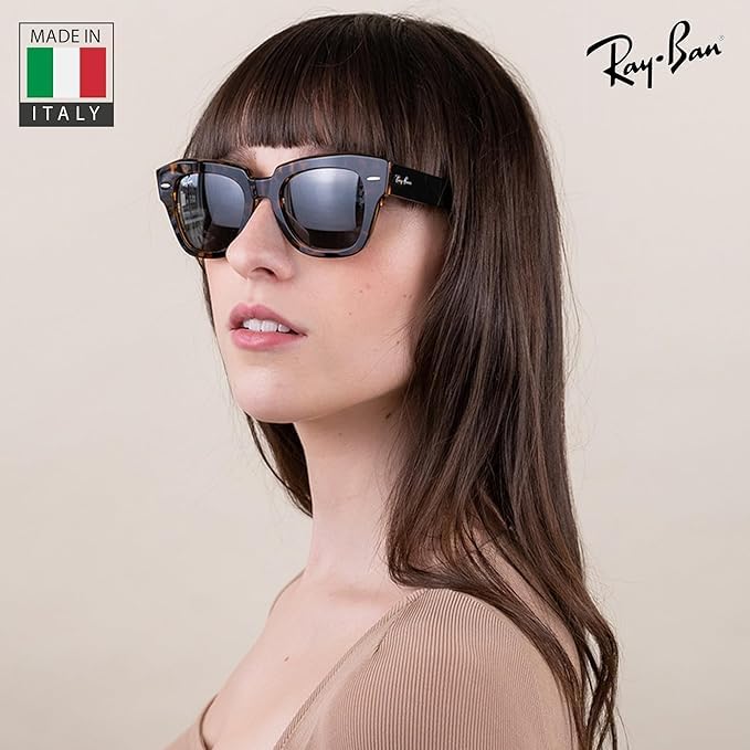 Image of Ray-Ban RB2186 STATE STREET Square Shaped Sunglasses for Women with Official RAYBAN Eyewear Kit