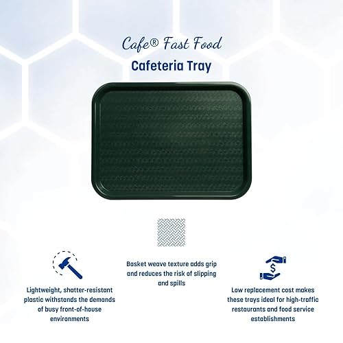 Miniatura 2 de Carlisle FoodService Products CT121608 Cafe Bandeja de plástico estándar para cafeteríacomida rápida, certificado NSF, libre de BPA, 16 pulgadas de