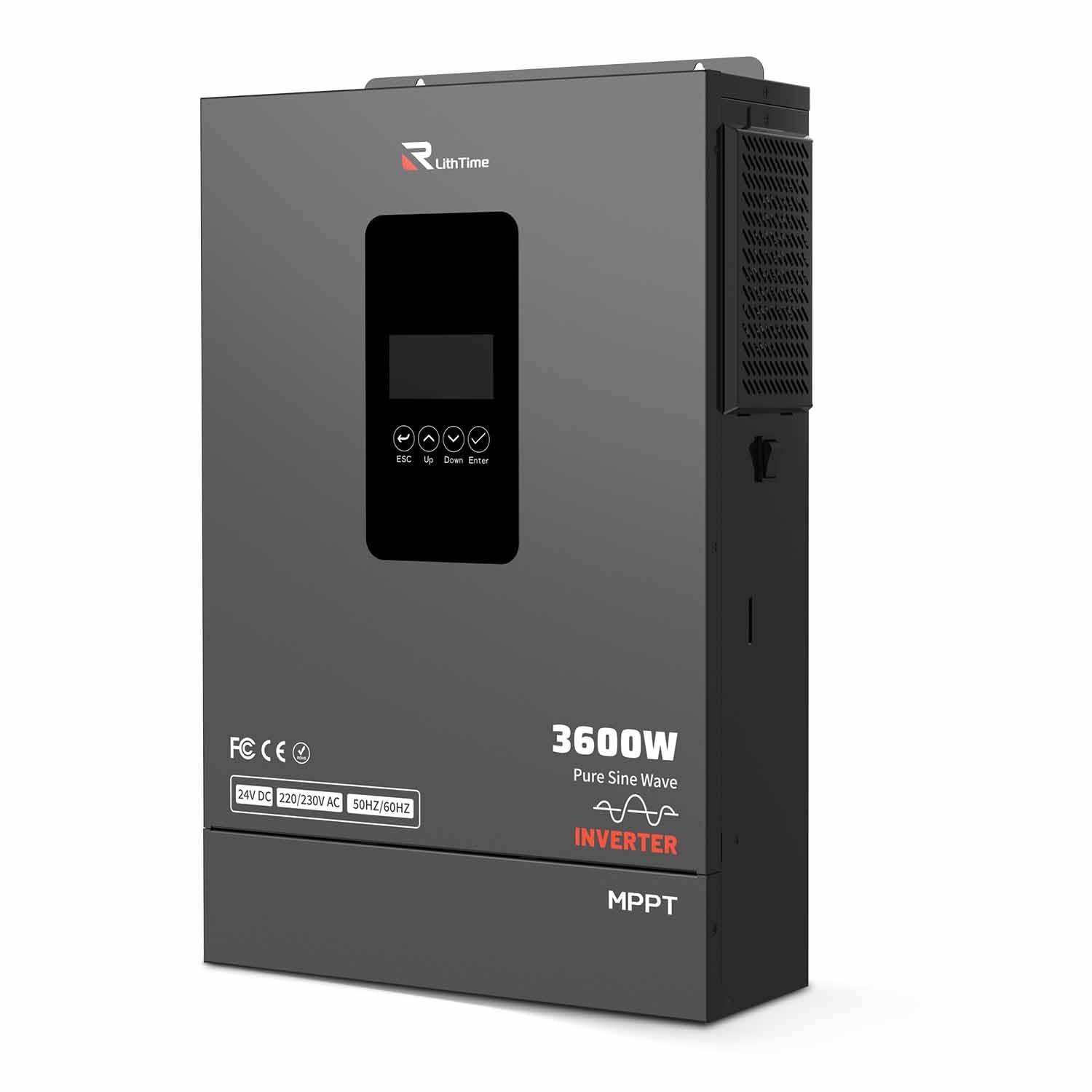 Hybrid Wechselrichter 3600W, Solar Wechselrichter 24V auf 230V mit 96% PV-Wirkungsgrad und Integriertem 120A MPPT Für Lithium/Blei-Batterien mit Unterstützung Batterielosen und Netz/PV-Aktivierung