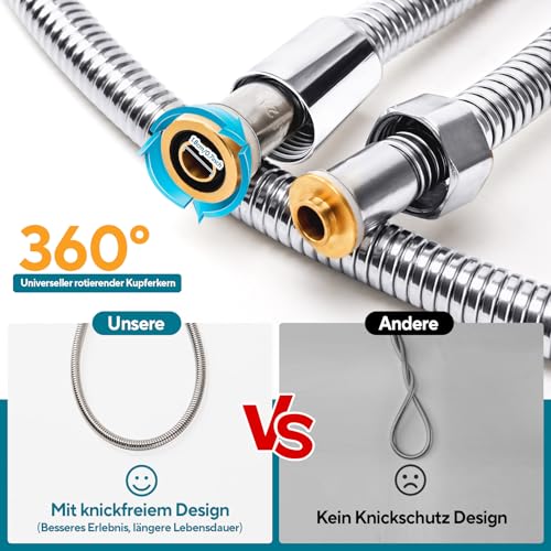 Miniatura 2 de Manguera De Ducha Larga 4m Hecha De Acero Inoxidable Flexo De Ducha Prueba De Fugas Antiexplosión Con Conector De Latón Manguera De Ducha Cifrada