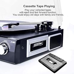 DIGITNOW! Tourne-Disque Bluetooth, Platine Vinyle 33/45/78 TR/Min avec Haut-parleurs intégrés, encodage du Vinyle au MP3, encodage SD/USB, Radio, Cassette, entrée auxiliaire - Les Beatles, Paul McCartney, John Lennon, RIngo Starr, George Harrison DIGITNOW! Tourne-Disque Bluetooth, Platine Vinyle 33/45/78 TR/Min avec Haut-parleurs intégrés, encodage du Vinyle au MP3, encodage SD/USB, Radio, Cassette, entrée auxiliaire – Image 5