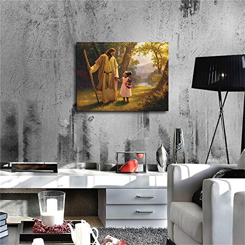 Awu Jesus Christ And Children Picture Art Print Canvas Wall Art Home Room Decor (12X16Inch-Framed,3) #TOP3
