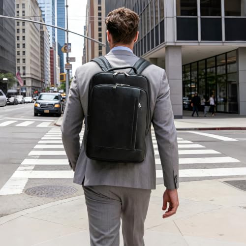 TIDING Expandable Leather Laptop Backpack