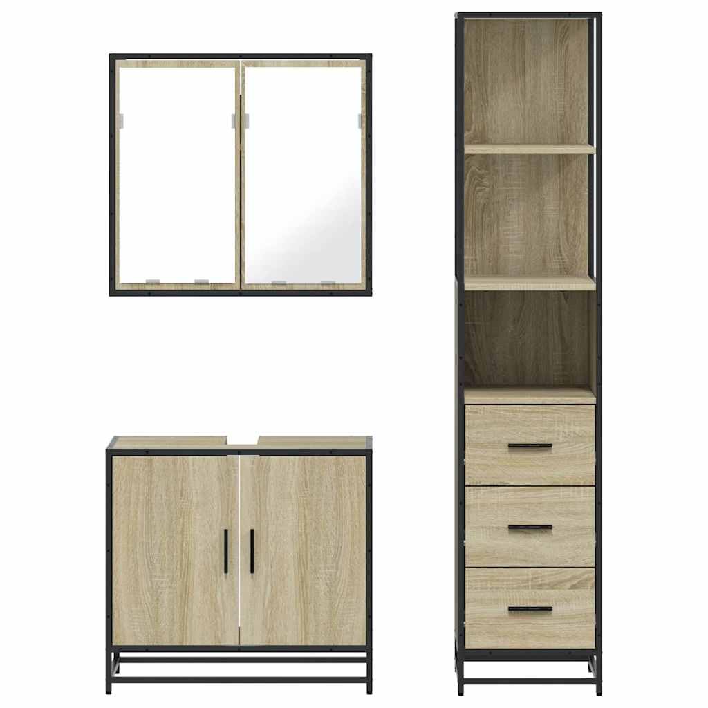 Mobile Bagno Dub Sonoma Legno Composito con Telaio Metallo