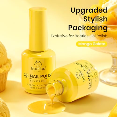 Image of Beetles Yellow Gel Nail Polish - Mango Gelato 15ML /0.51Fl Oz, Yellow Gel Polish, Color-Matched Bottle, Soak-Off UV LED, Long-Lasting Holiday & Summer Nails Art for DIY Beginners & Salon Pros
