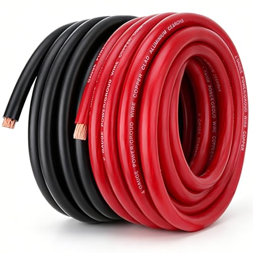 Câble de batterie 4 AWG DLronwey rouge et noir 7,6m pour système audio de voiture