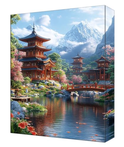 数字油絵 山 湖 ペイントバイナンバーキット キャンバスに 初心者向け (フレームレス) 3本の絵筆付き 抗?帆布 DIY アクリル 子供 Paint by Numbers キット 大人用クラフト 簡単ペイント ?公室 ホームウォールデコレーション ギフト