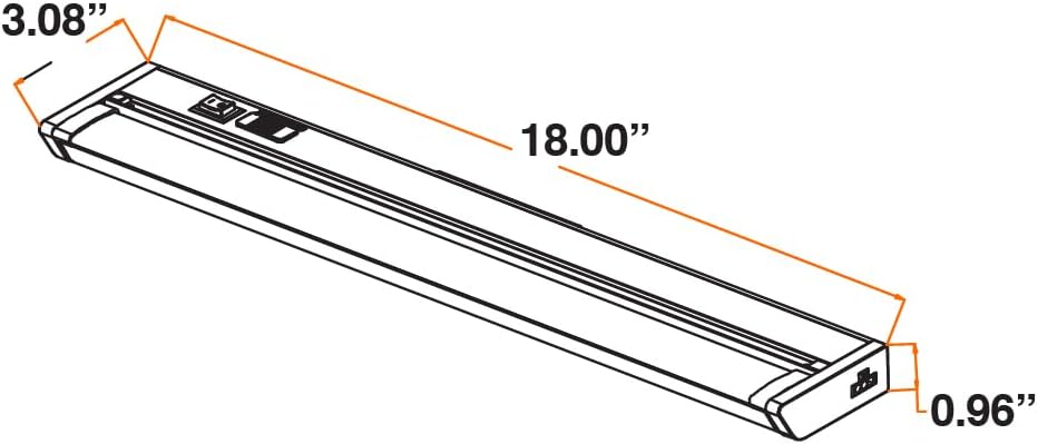 LEDVANCE 18" LED Undercabint Light, 14W, 3 CCT Select 2700/3000/4000K, 80 CRI, Linkable, 1000 LMS, Accessories Included - 1 Pack (62442)