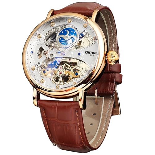FORSINING Automatic Mechanical Watch, Self Winding Skeleton Tourbillon Steampunk Fashion Men's Watch, Date Day Dress Watch, Gift for Men