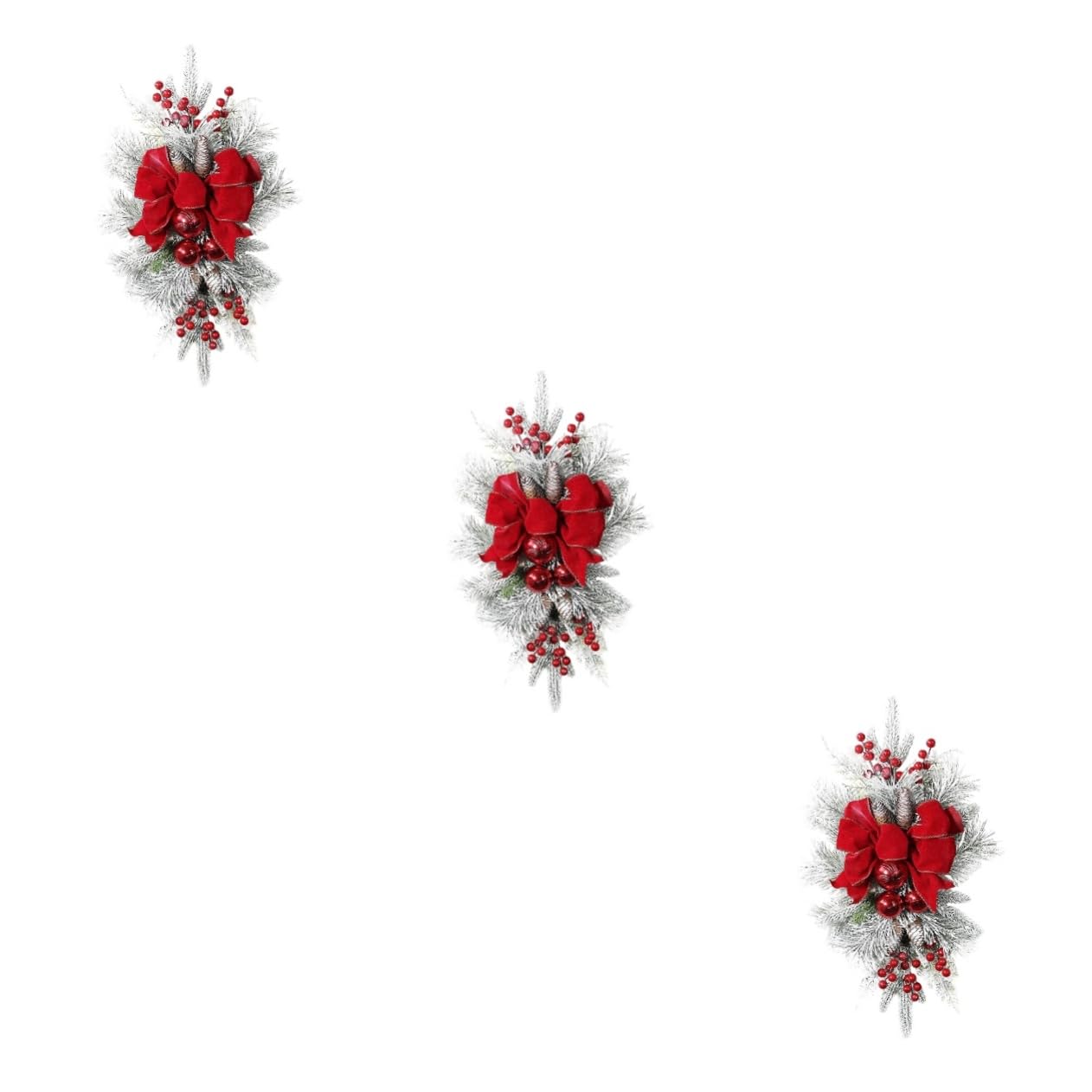Décorations de Noël TOPBATHY avec couronne de porte suspendue et rotin blanc 3 pièces