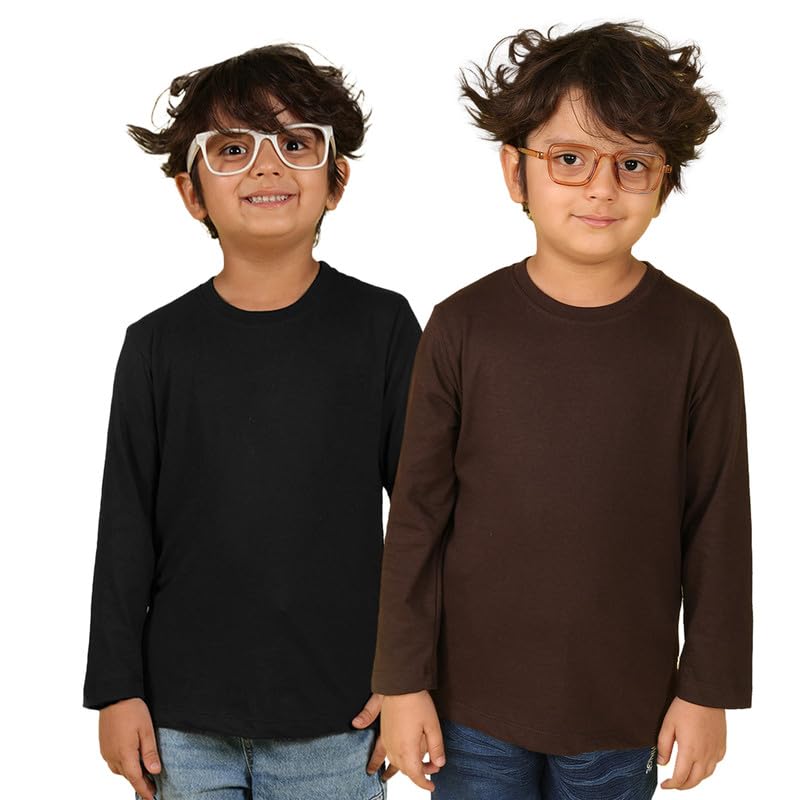 Image of Nusyl Boys Solid Cotton Blend Tshirts - Soft & Comfortable Full-Sleeves T-Shirts | Casual Wear for Kids & Teen Boys | Full Sleeves T-Shirts |- NUBCTSF001-PO2-1