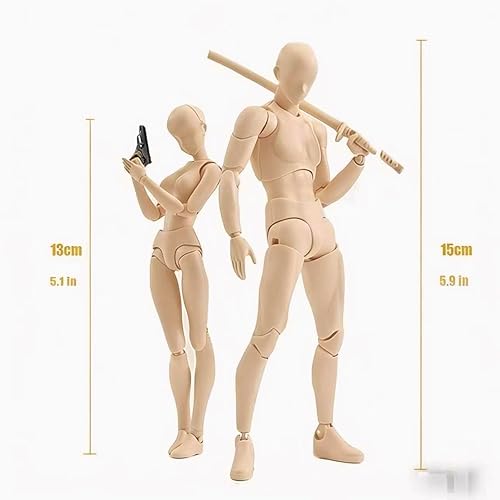 Miniatura 2 de Figuras de acción modelo de PVC (color amarillo) con figuras de dibujo de caja para artistas (hombre)