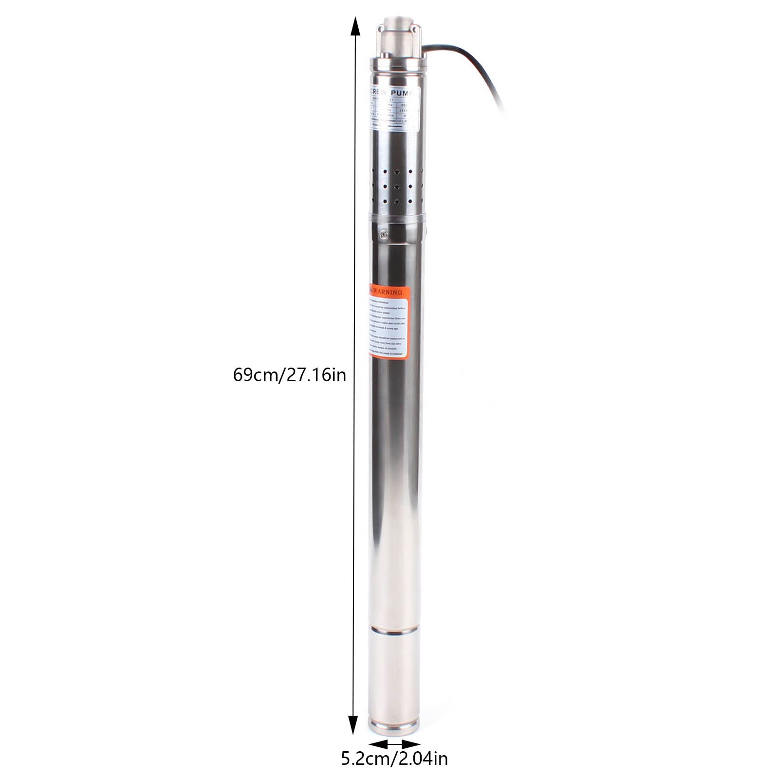 Pompa per pozzo profondo 2 pollici Pompa per fontana Max. portata 1000 l/h, 350W Pompa sommersa Max. altezza di sollevamento 55 m Pompa sommersa con cavo da 15 m Pompa in acciaio inossidabile