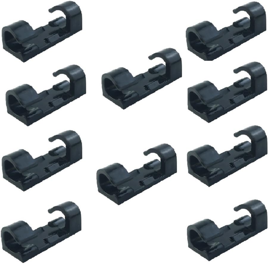 10pcs Medium Self Adhesive Cable Clips black,Wire Clips Cable Management Wire Organizer Cord Holder for Under Desk, Car, Wall, TV PC Ethernet Cable