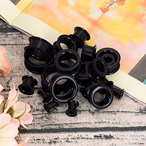 Oyaface 20 PCS Piercing Tunnel Set Soft/Hard Silicone Flesh Ear Plugs 2g-25mm Flexible Ear Stretching Gauge Expander3