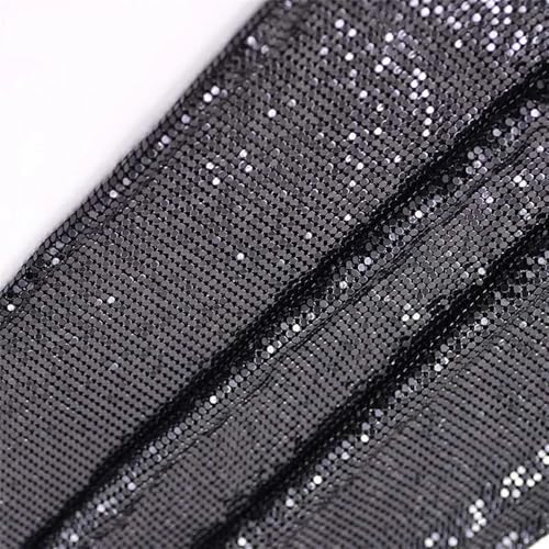 Tissu maille paillettes metalliques argent or noir d'aluminium haute couture